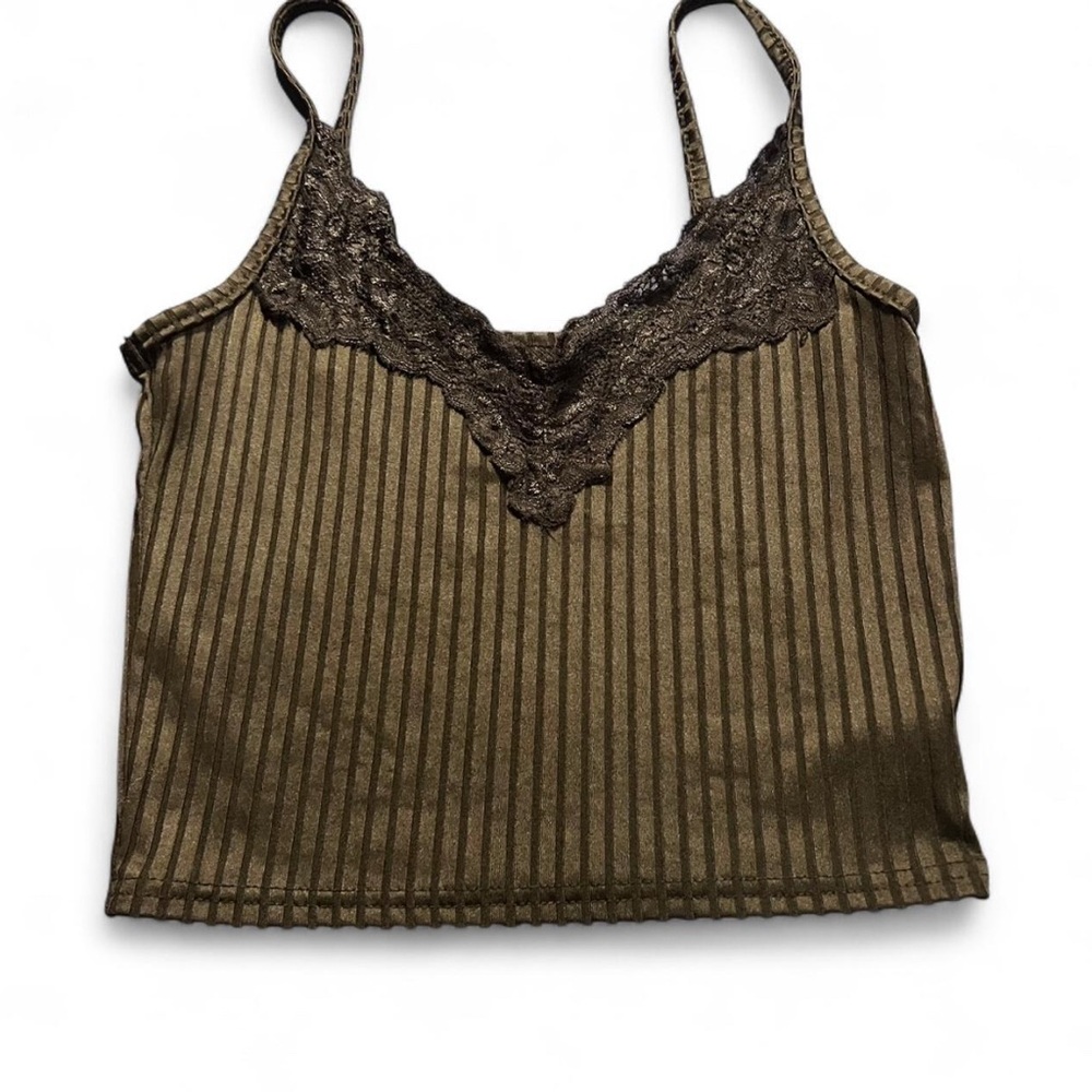 Striped Lace Trim Cami Tank Top